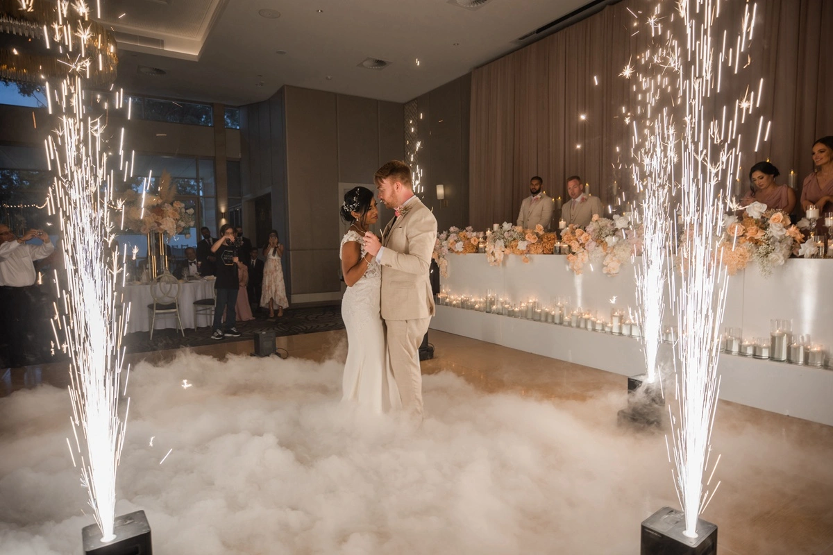 A typical sydney wedding reception with firework